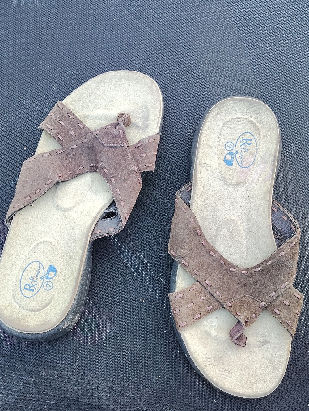 Relaxed Comfort Women's Brown Suede Slide Sandals 7.